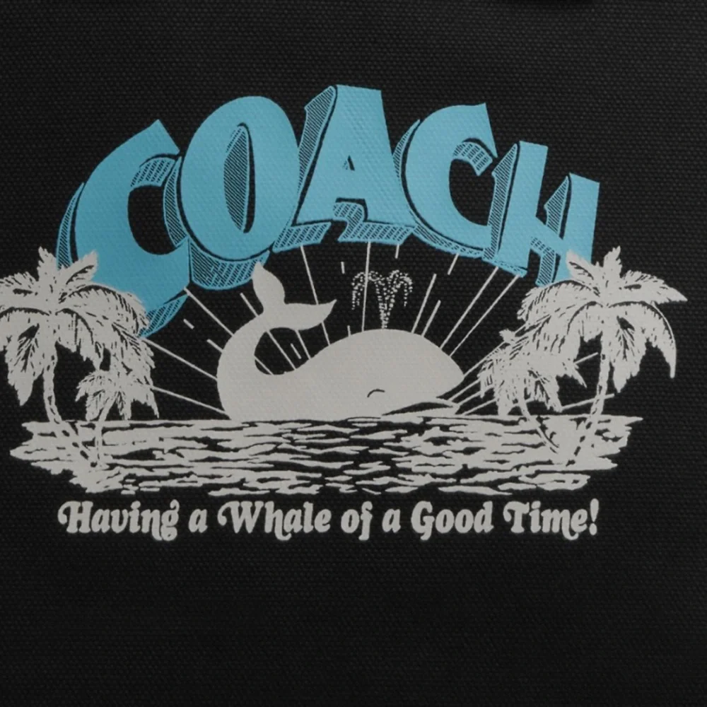 NWT Coach Tote Bag 38 With Whale Graphic Black CT899